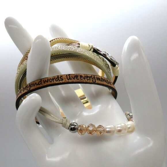 Teacher Bracelet Multi Layered Leather Wrap Beads Inspirational Quote Tree Charm - Picture 8 of 14